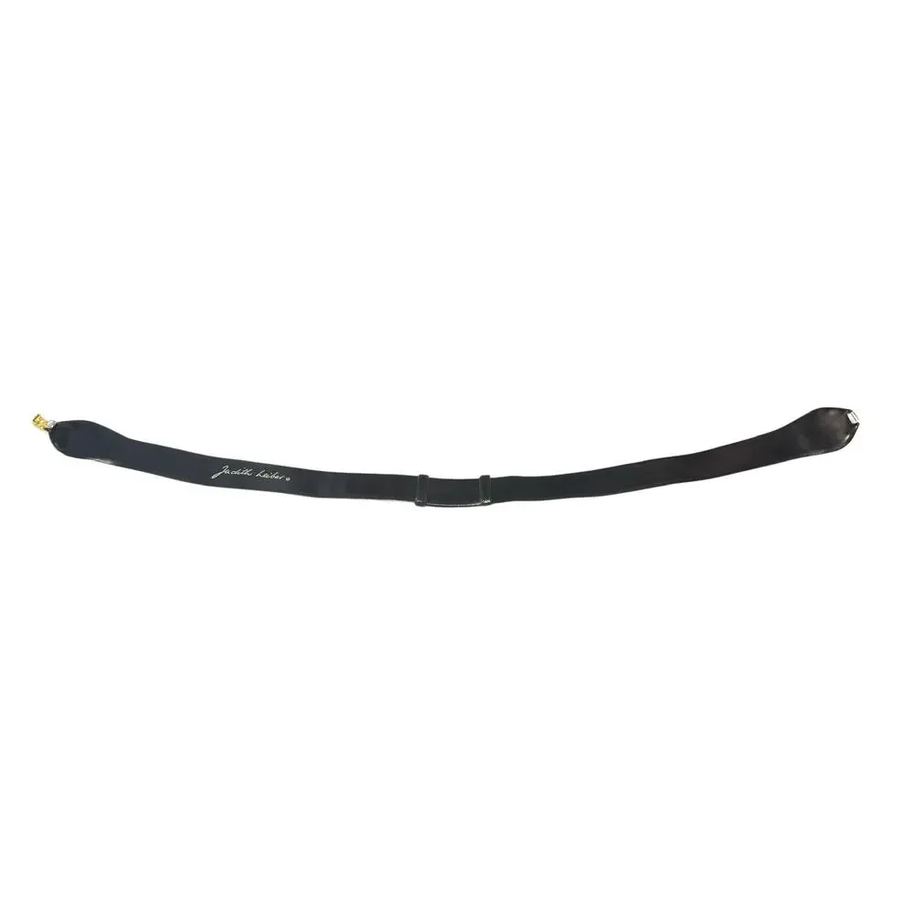 Judith Leiber Vintage Adjustable Belt w/ Interlocking Buckle - Black Leather